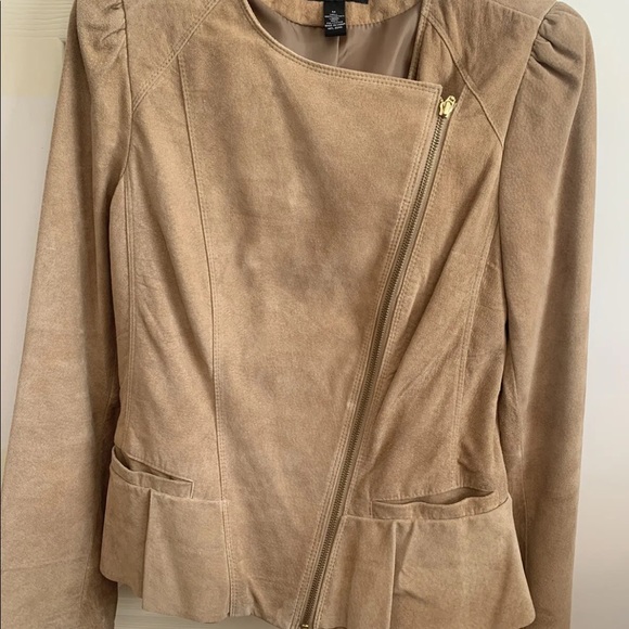 INC International Concepts Macy’s Tan Suede Leather Moto Jacket Sz M Nwot - Picture 8 of 11